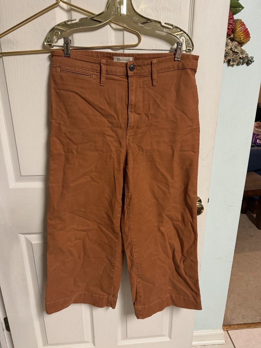 2 Lot Madewell Women's Sz 30 Green Brown High Rise Emmett Wide-Leg Pants Jeans